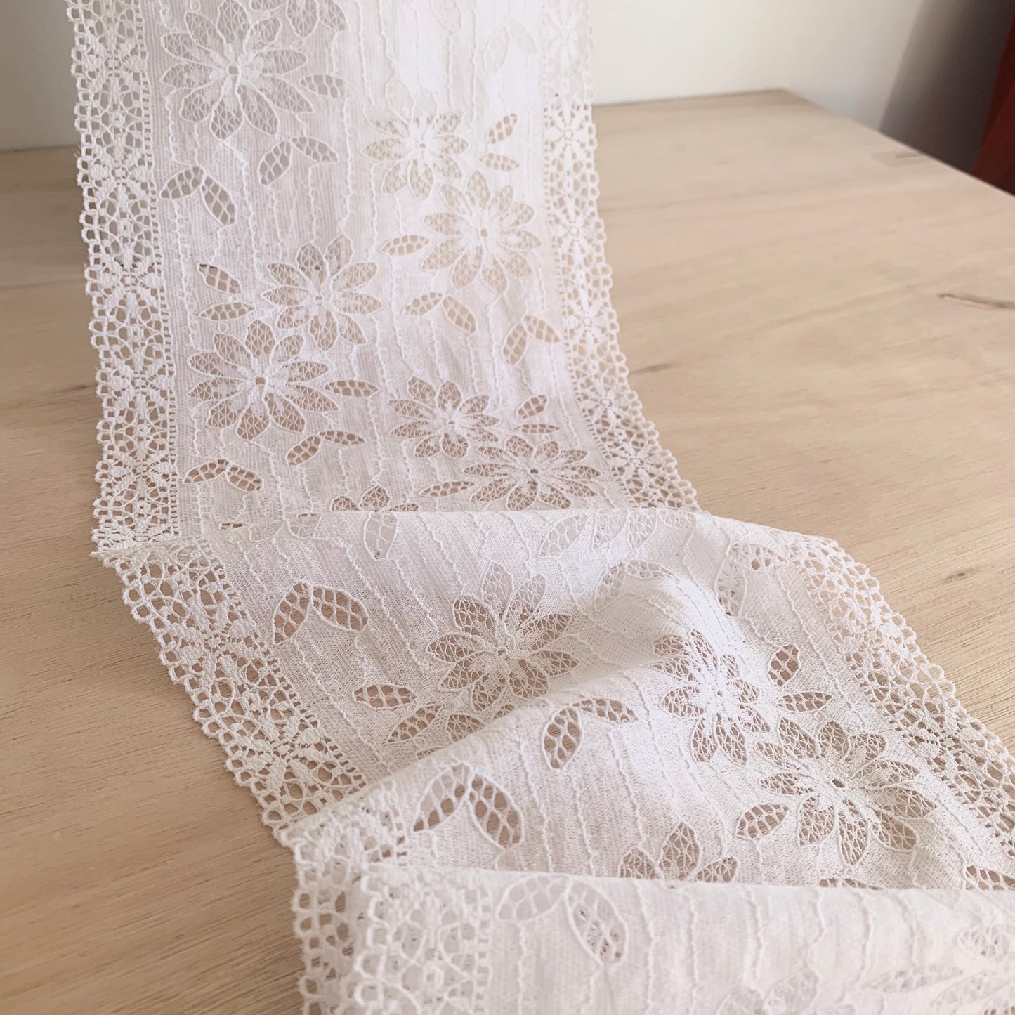 Cotton Stretch Lace Galloon |  16cm Wide | White | Price per metre
