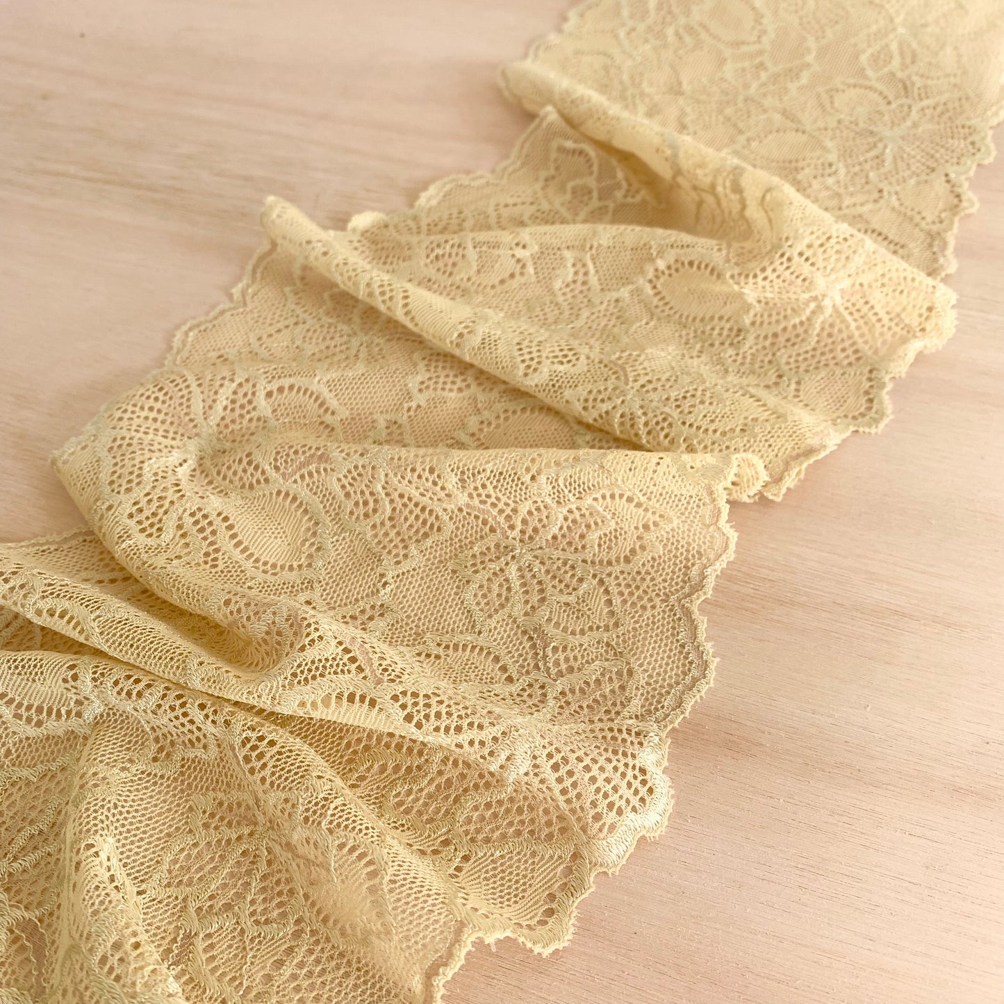 Cotton Stretch Lace Galloon |  16cm Wide | Gold | Price per metre