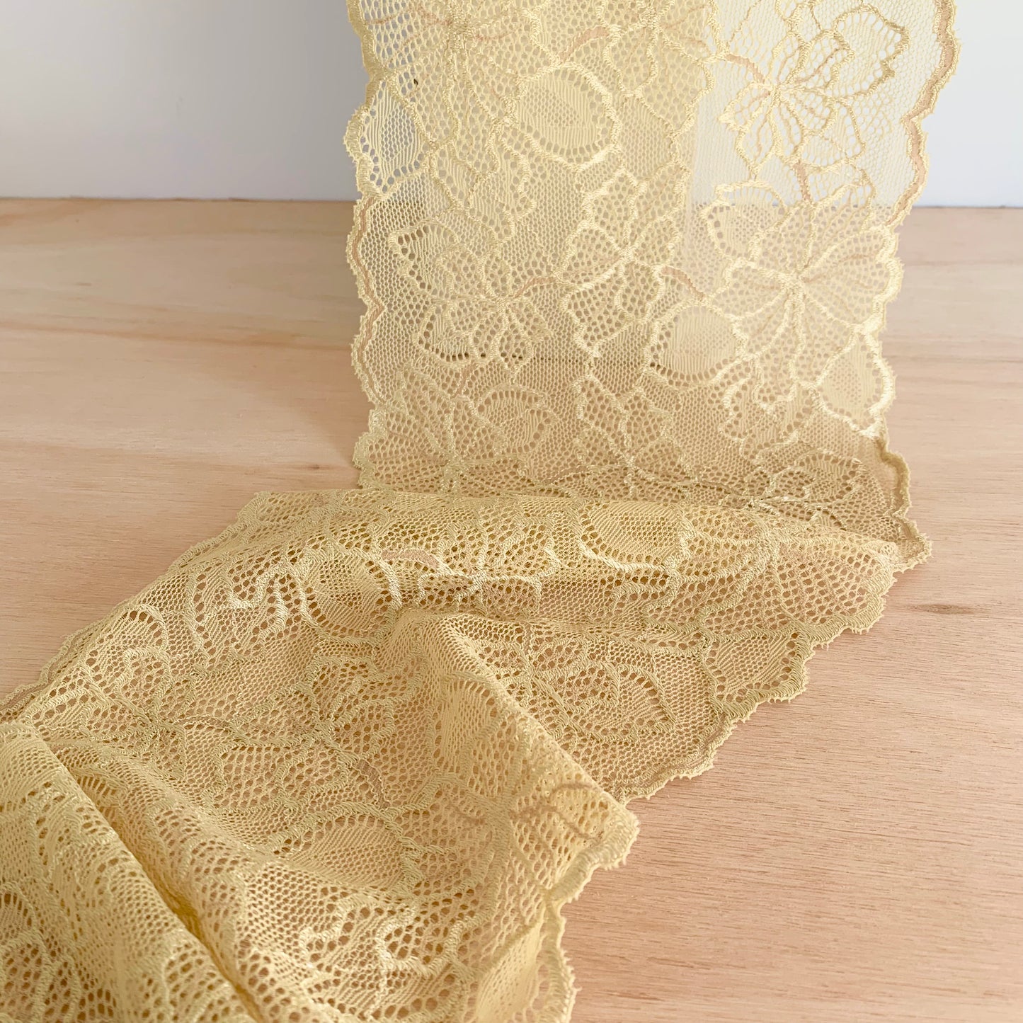 Cotton Stretch Lace Galloon |  16cm Wide | Gold | Price per metre