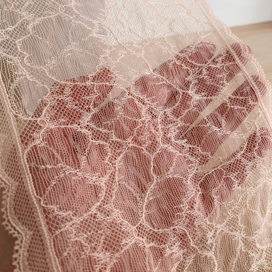Delicate Stretch Lace Galloon |  17cm Wide | Magnolia Pink | Price per metre