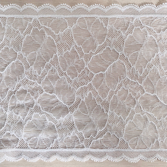 Delicate Stretch Lace Galloon |  17cm Wide | White | Price per metre