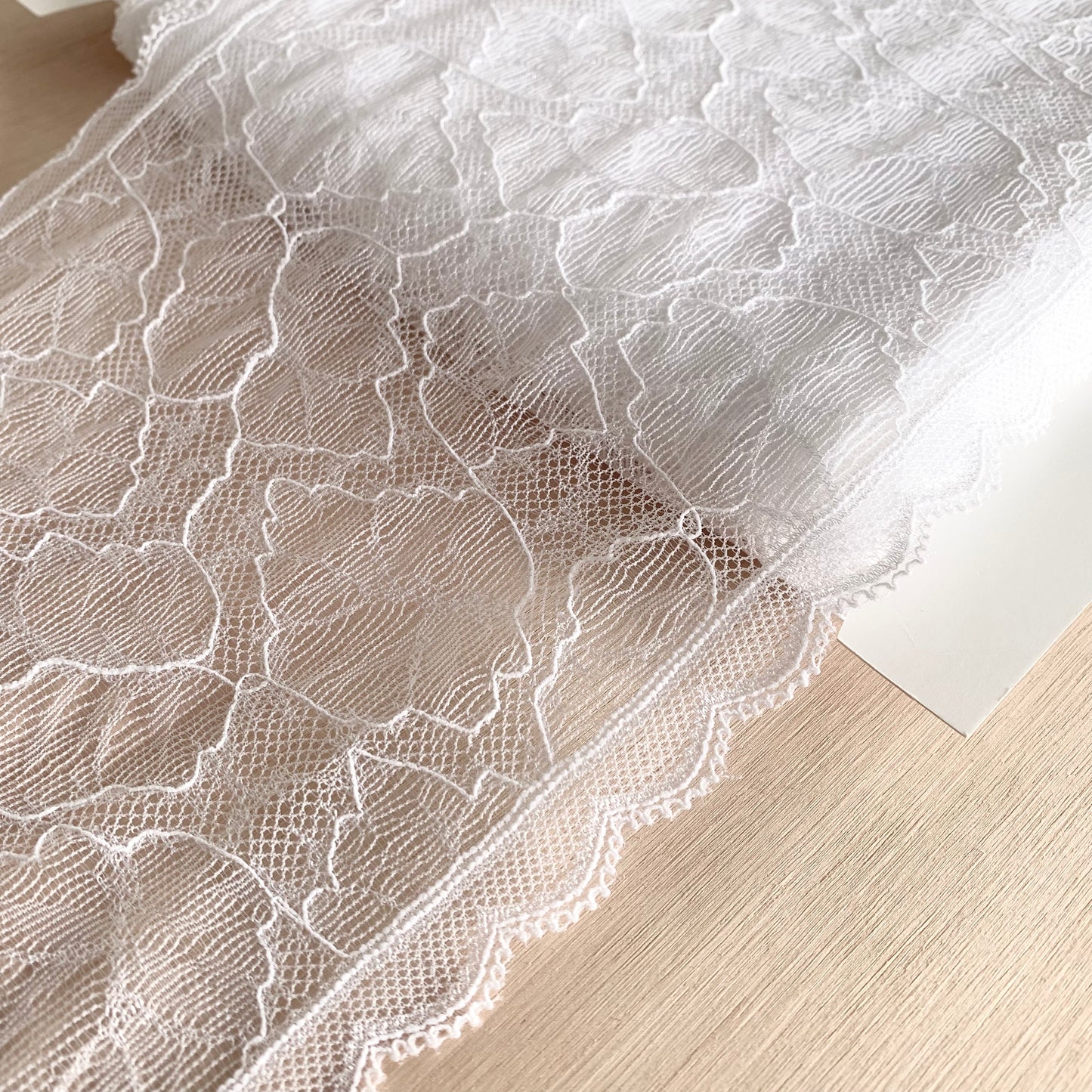 Delicate Stretch Lace Galloon |  17cm Wide | White | Price per metre