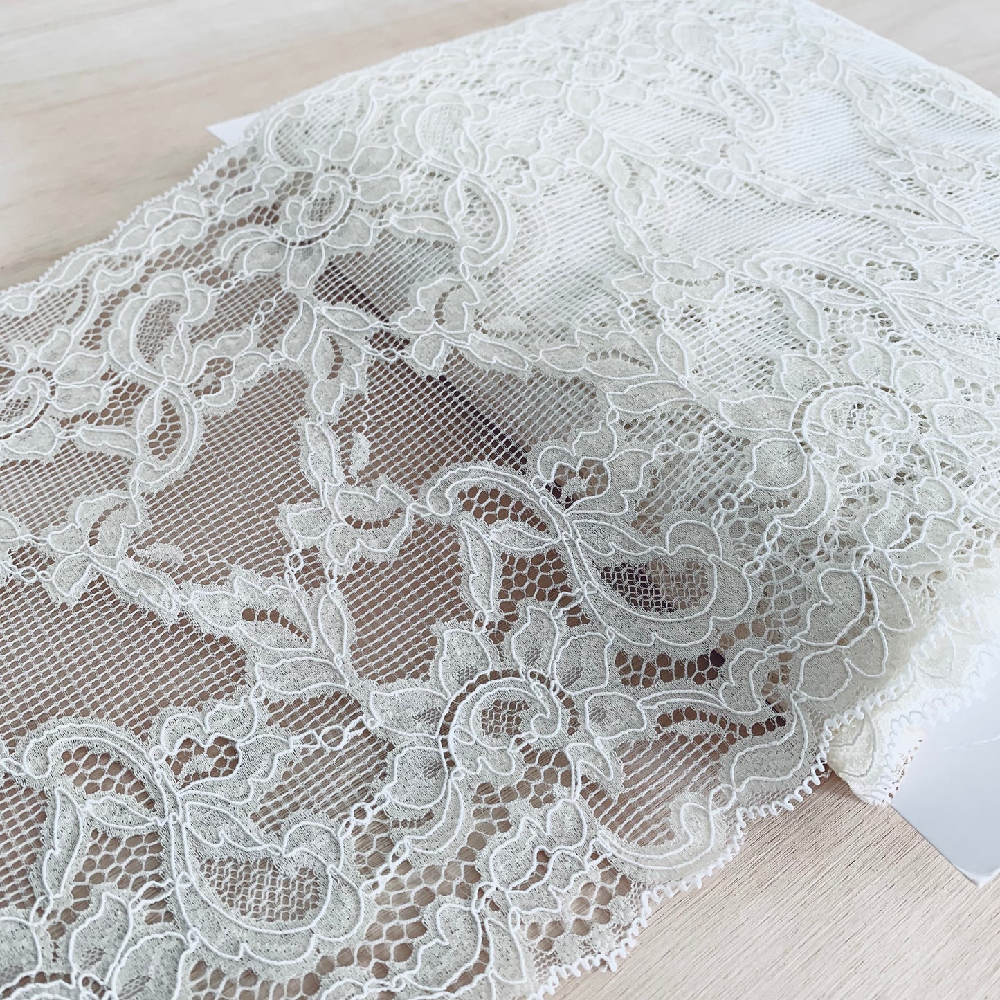 Cotton Stretch Lace Galloon |  23cm Wide | Ivory | Price per metre