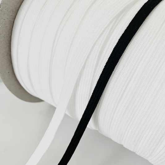 Ivory or Black Soft Narrow Elastic 6mm | Price per metre