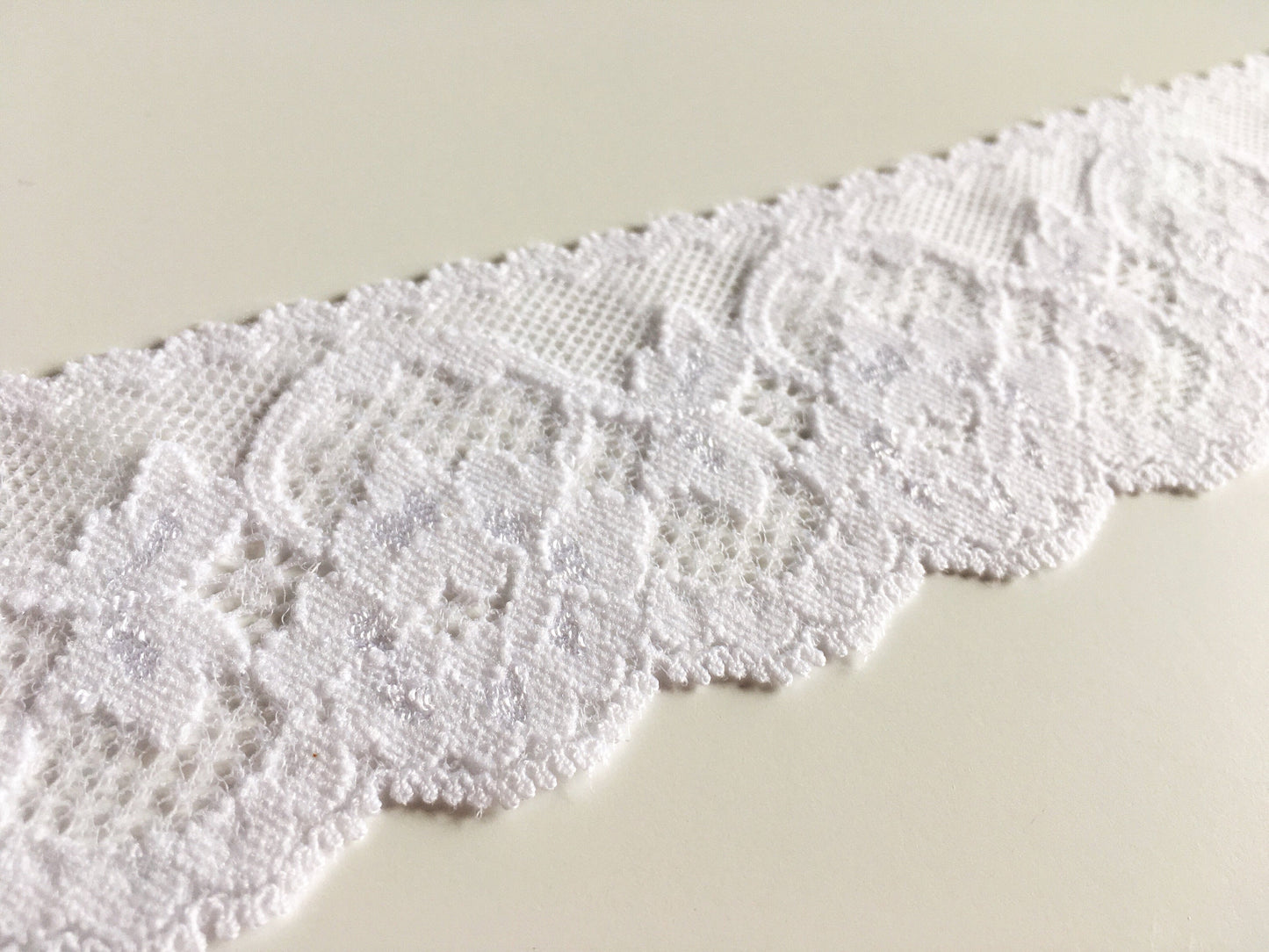 Stretch Lace Trim | 5cm Wide | Ivory/Cream | Floral Lingerie Sewing Supplies | Price per metre