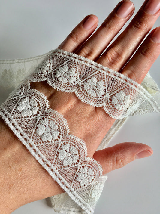 Stretch Lace Trim with Floral Pattern | 3.5cm wide available in a choice of colours | Lingerie Sewing Supplies | Price per metre