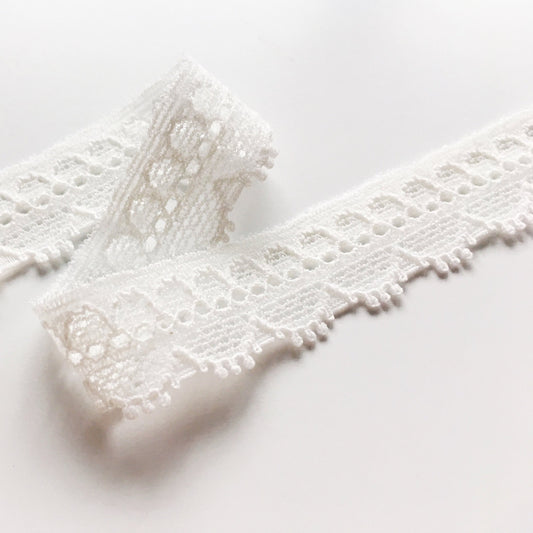 Narrow Stretch Lace Trim in Ivory | 1.8cm Wide | Lingerie Making Supplies | Price per metre