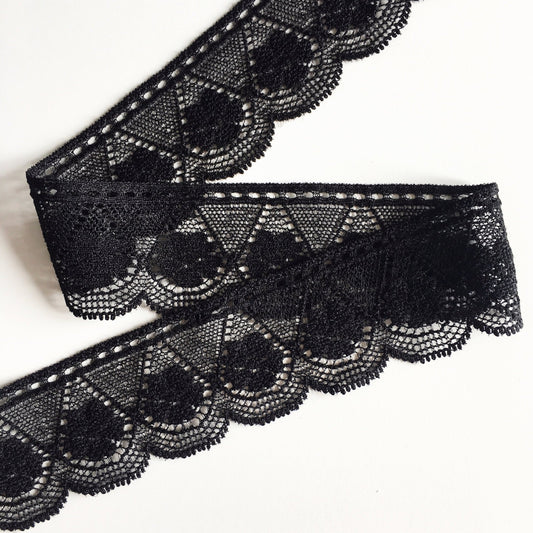 Stretch Lace Trim with Floral Pattern | 3.5cm wide available in a choice of colours | Lingerie Sewing Supplies | Price per metre
