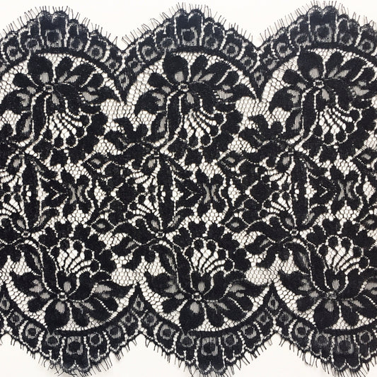 Genuine Nottingham Floral Leavers Lace Trim | 28cm Wide | Price per half metre