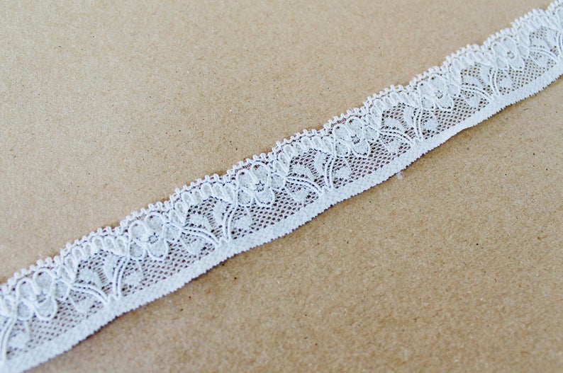 Narrow Stretch Lace Trim in a choice of colours | 2.3cm Wide | Floral Lingerie sewing supplies | Price per metre