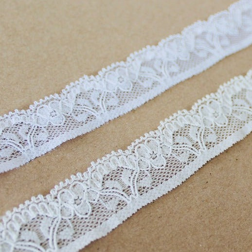 Narrow Stretch Lace Trim in a choice of colours | 2.3cm Wide | Floral Lingerie sewing supplies | Price per metre