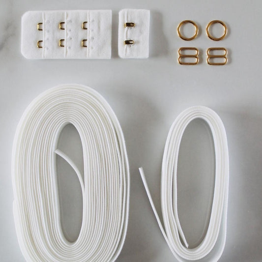 Bralette & Brief Ready to Dye Findings Kit in Ivory & Gold | DIY Bra Making Kit